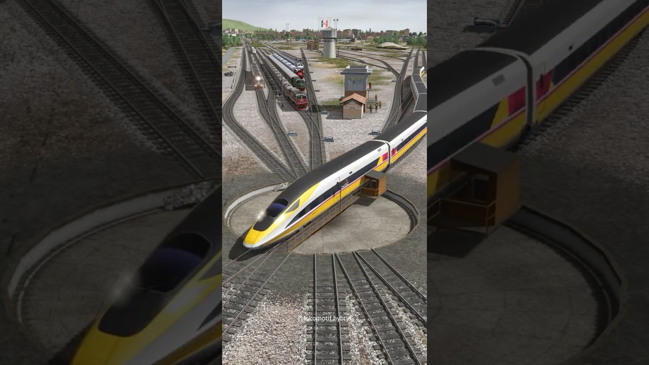 Several High Speed Trains Cross a Turntable Crossing Queue 