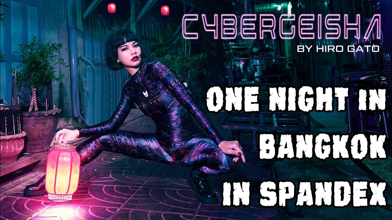 Spandex Catsuit Model in the Streets of Bangkoks Chinatown - Cyberpunk Photoshoot Vlog