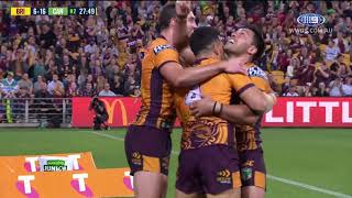 From suncorp stadium, the 8th placed brisbane broncos take on 9th
canberra raiders in a vital battle for place top eight. this is 50t...