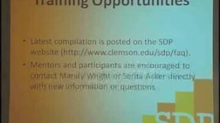 Clemson University SDP Training Opportunities for Participants
