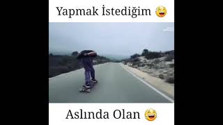 Kaykay Sürerken Asfaltla Bir Olan Cocuk.