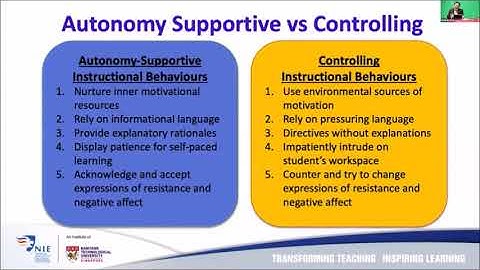 Motivating Students to Learn Part 9 - Instructional behaviours of the two styles