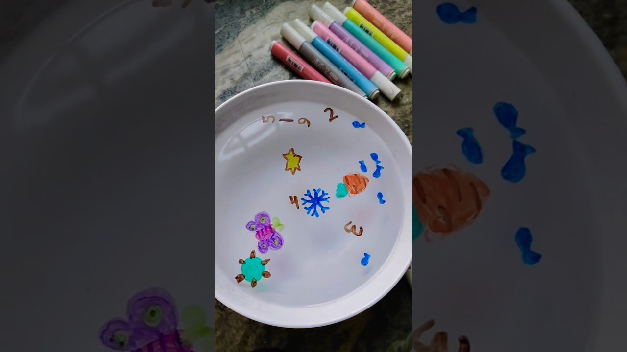 How to draw floating star and fish drawing in the water 