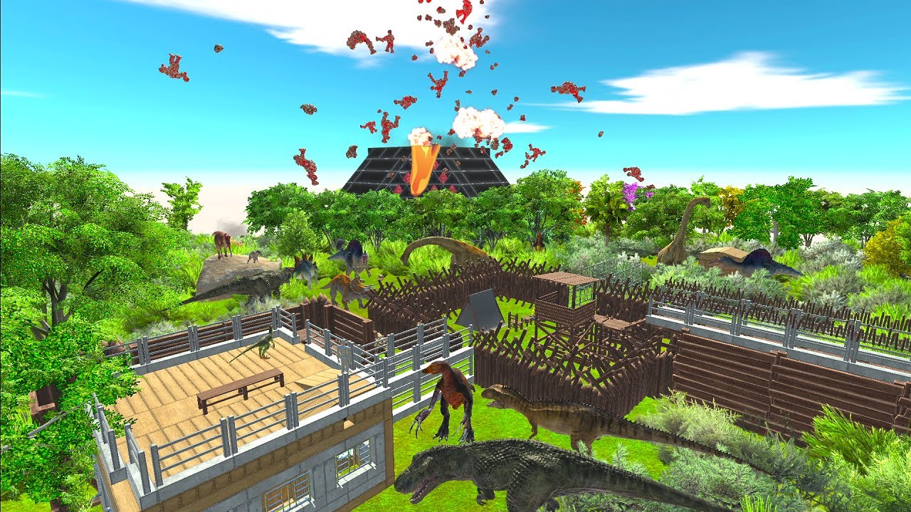 Dinosaur camping Part 8. Shelter in case of volcanic eruption! | Animal Revolt Battle Simulator