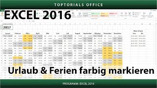 Urlaub und Ferien im Kalender farbig markieren (Excel) screenshot 4