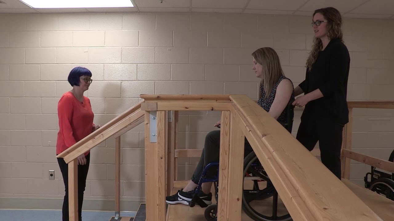 Manual Wheelchair Skill Descends stairs, training with caregiver YouTube