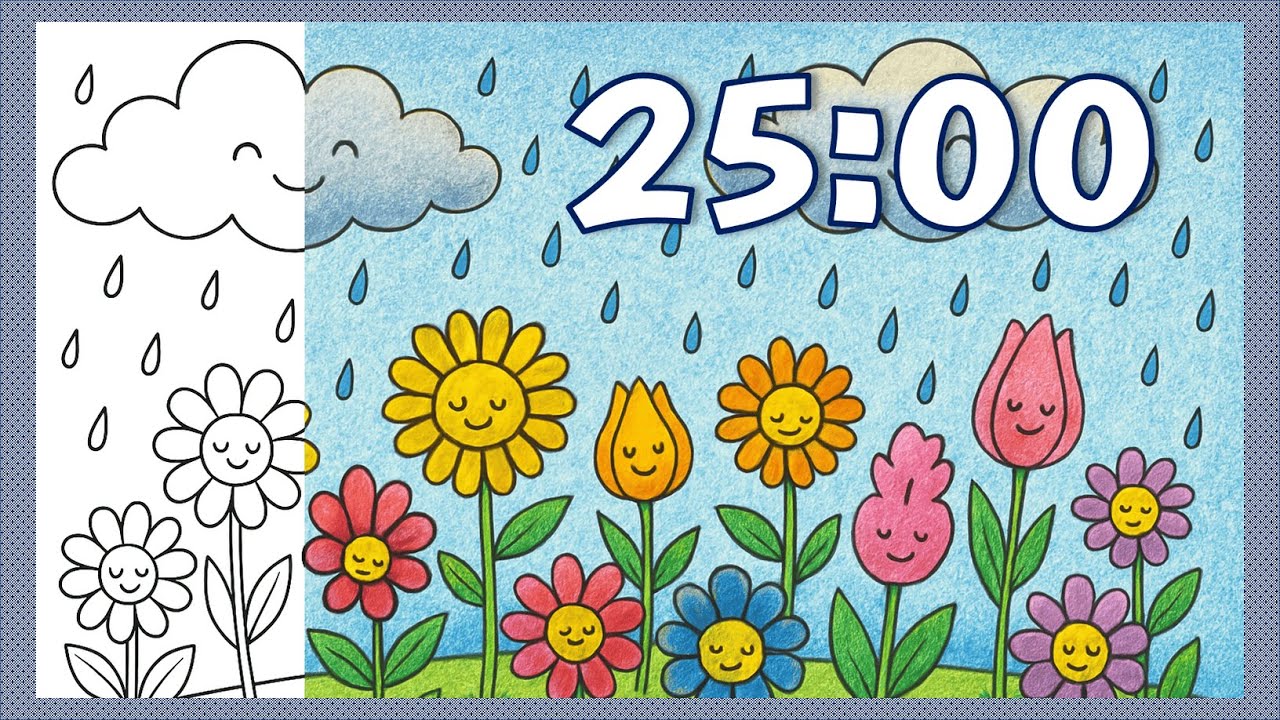 25 Minute Spring Timer with Relaxing Music for Classrooms, Homework Study