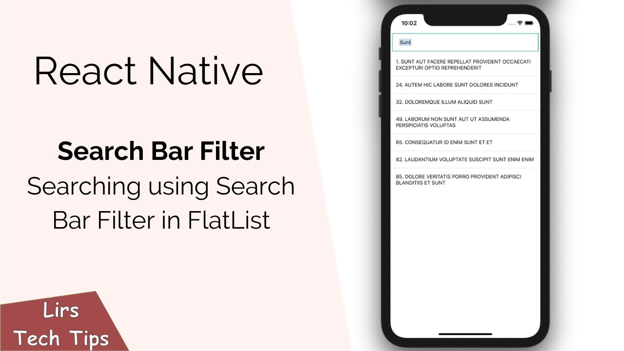 React Native: Searching using Search Bar Filter in FlatList - YouTube