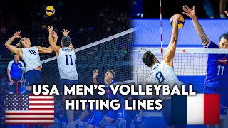 USA Men's Volleyball 2023 Warmup Hitting Lines | USA vs. France