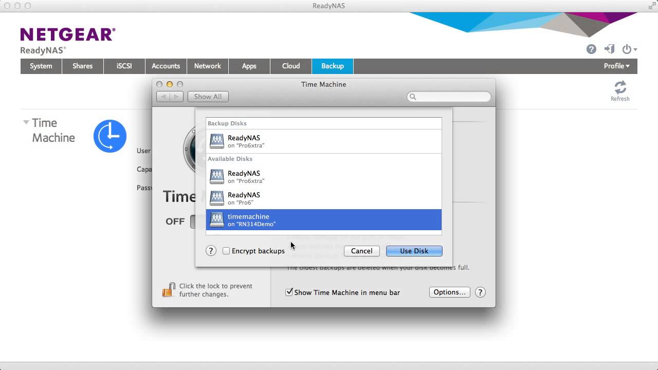 Netgear ReadyNAS 2013 Storage Solutions: Time Machine
