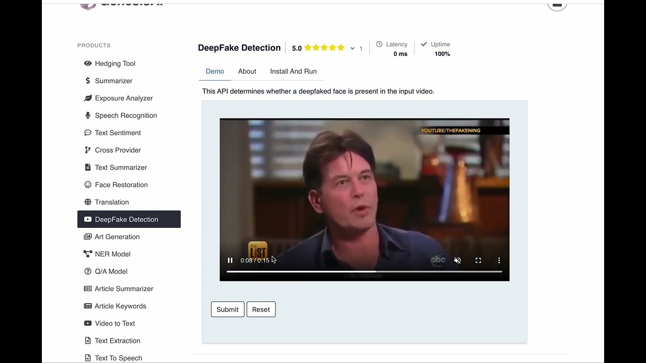 Deepfake detector on GenesisAI platform