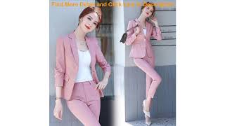 Pink Khaki Plaid Elegante Womens Skirt Suits Plaid Blazer Suits Office Ladies Wear Formal Blazer