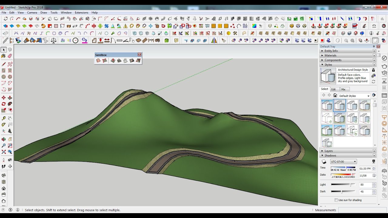 Hướng dẫn vẽ đường trên địa hình đồi núi Sketchup... - youtube