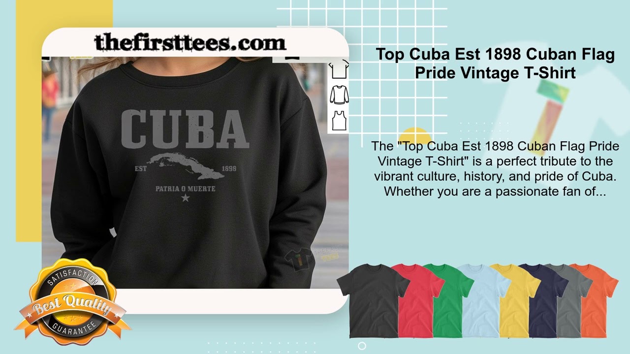 Top Cuba Est 1898 Cuban Flag Pride Vintage T-Shirt