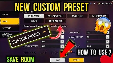 Custom Preset In Room -| How To Save Room Setting| Free Fire Custom Preset