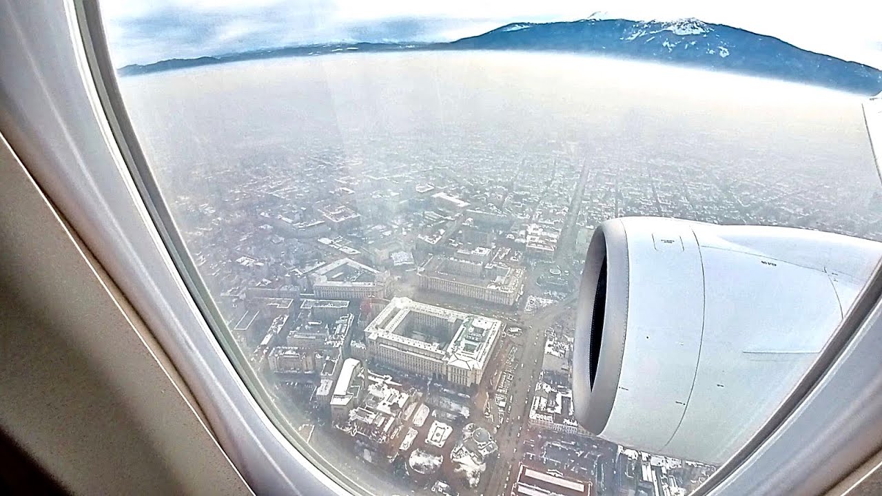 Sofia Airport, Bulgaria Approach and Landing Airbus A320  – Flight FB432 from Paris CDG POV 4K