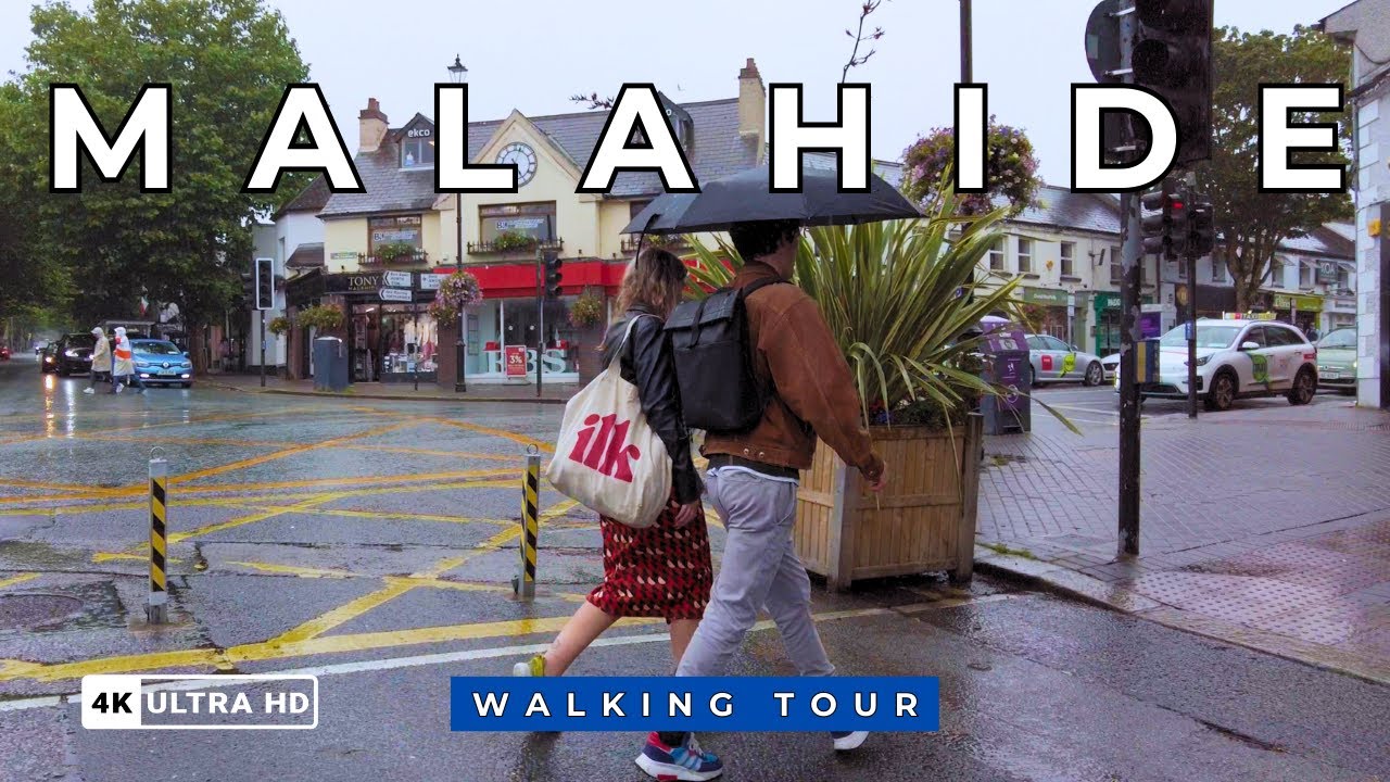 Dublin Ireland - Malahide Village Walking in The Rain 4k