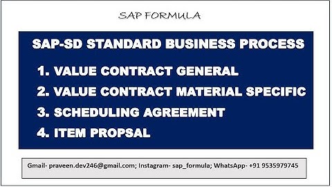 CONCEPT 31- VALUE CONTRACT GENERAL & MATERIAL SPECIFIC|| SCHEDULING AGREEMENT| ITEM PROPOSAL|| SAPSD