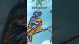 "Duet in Bloom" Original Oriole Bird Painting by Holly Allen #birdpainting #wildlifeartist #birdart