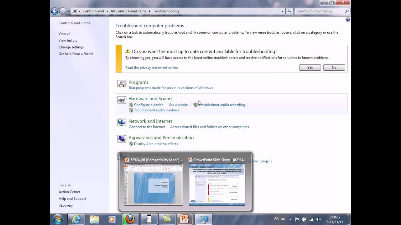 Action Center in  windows  7