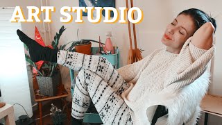 ART STUDIO TRANSFORMING MY LIVING ROOM - ART STUDIO TOUR #artstudiotour #homestudio #cleanwithme