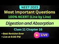 One Liner Digestion And Absorption NEET 2023 Most Important Questions