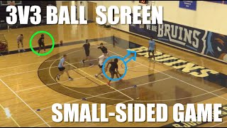 3V3 For Teaching Ball Screen Reads Basketball Small-Sided Games