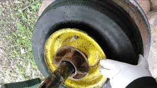 Stubborn Tractor Tire Change! Changing front tires on John Deere 316|318
