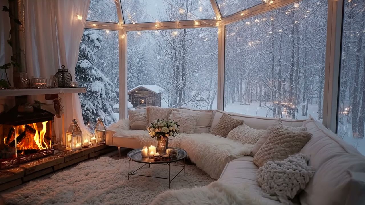 Winter Focus Soundscape ❄️ Gentle Piano Flow with Crackling Fire for Deep Concentration