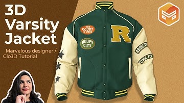 Marvelous Designer Varsity/ Basketball Jacket with patches and fur texturing (Full Tutorial) MD.2025