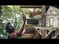 Building a treehouse in a beautiful forest alone  part 5 off the ground up the tree