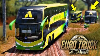 COMBOIO COM TRÊS ÔNIBUS NA ESTRADA DE TERRA COM ATOLEIROS! - EURO TRUCK SIMULATOR 2 screenshot 5