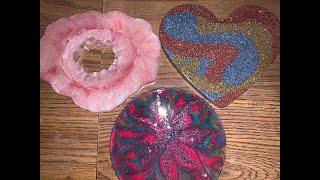 Resin coasters with Arteza bubble bath mica powder and glitter