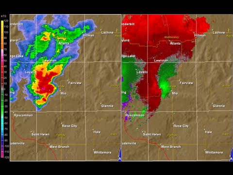 radar doppler county tornado oscoda michigan mi 2007 weather