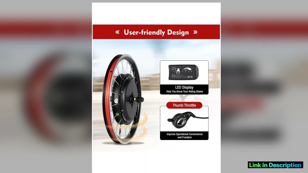 20 Front Wheel Hub Electric Bike Conversion Kit 48V 1000W with SW810LED Display Waterproof Wire Hub