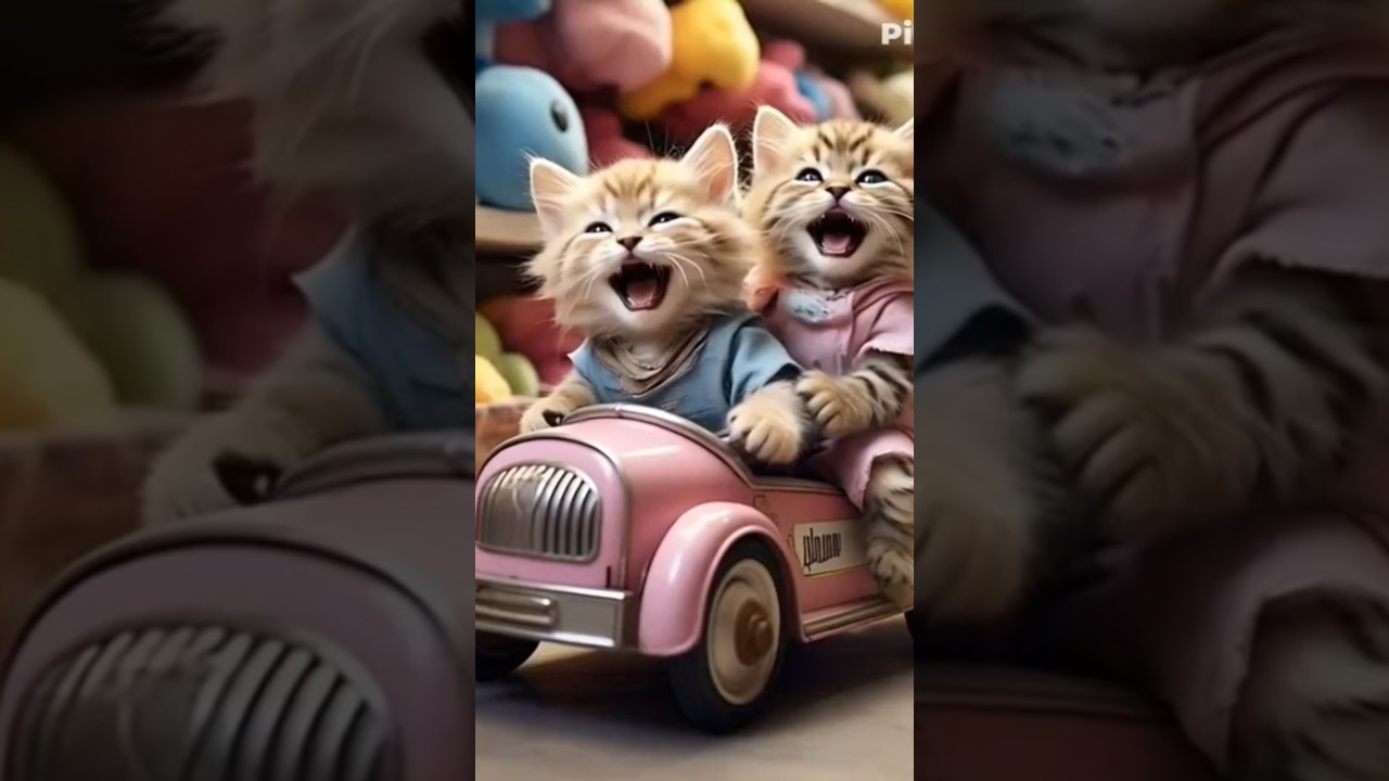 poor cat brothers😿✨mocked for driving toy car made from trash!#cutecat #catlover  #cat #shortvideo