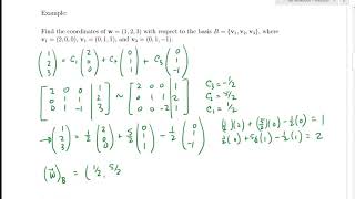 SFU MATH 232 7.11 Coordinates with respect to a Basis