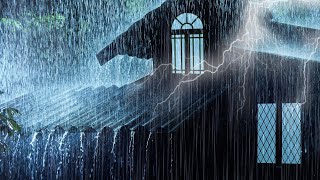 Stormy Night to Sleep Instantly, Deep Sleep | Heavy Rainstorm on Metal Roof & Mighty Thunder Sounds