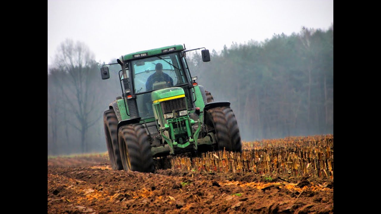 John Deere 7810 & Unia Ibis 5 w ciężkiej orce zimowej