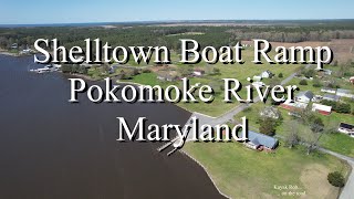 Shelltown Boat Ramp Pokomoke River Maryland Fishing Kayaking Drone Fly over