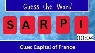 Guess the jumble word with a clue!!😃 #quiz #guess #funquiz #word #mindbendingquiz Guess the jumble word with a clue!!😃 #quiz #guess #funquiz #word #mindbendingquiz
