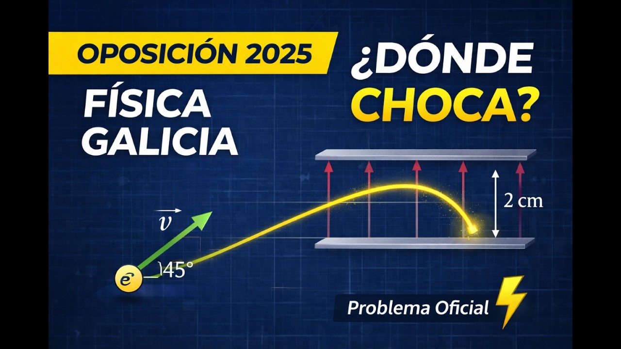 Problema Oficial Oposición Física 2025 Galicia ⚡ Campo Eléctrico  ¿Dónde Choca el Electrón? ⚡