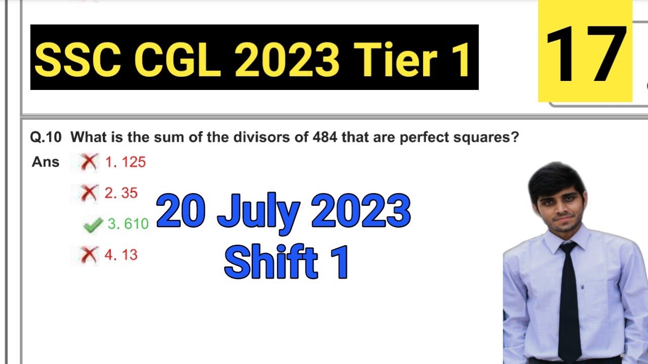 20 July Shift 1 CGL Maths Solution | SSC CGL 2023 Maths Solved Paper ...