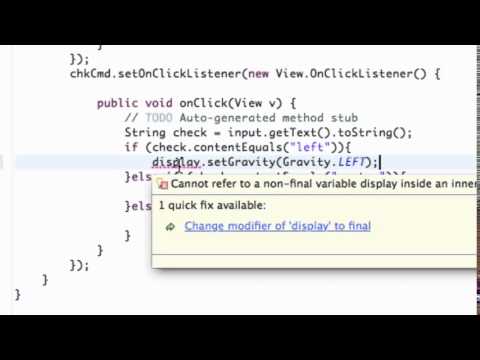 Android Application Development Tutorial   029   Set Gravity within Java