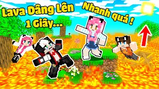 MỀU THỬ THÁCH 24GIỜ SINH TỒN 1 GIÂY LAVA DÂNG LÊN TRONG MINECRAFT*1NGÀY REDHOOD SỐNG TRONG LAVA MCPE