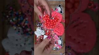 Red Slime mixing #puccaygaru #pucca #satisfyingvideo #slimeasmr #Clayslime #lipsticslime #makeup