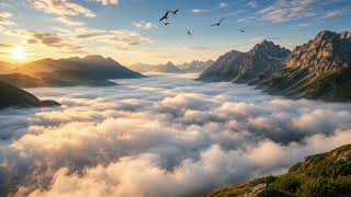 4 Hours Floating Clouds Above the Mountains | Peaceful Ambience for Visualization