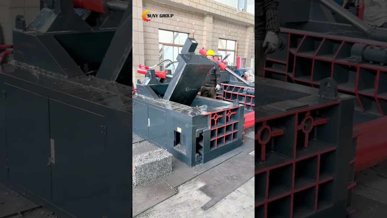 Horizontal Metal Baler Crushing Iron Chips - Powerful Compaction!