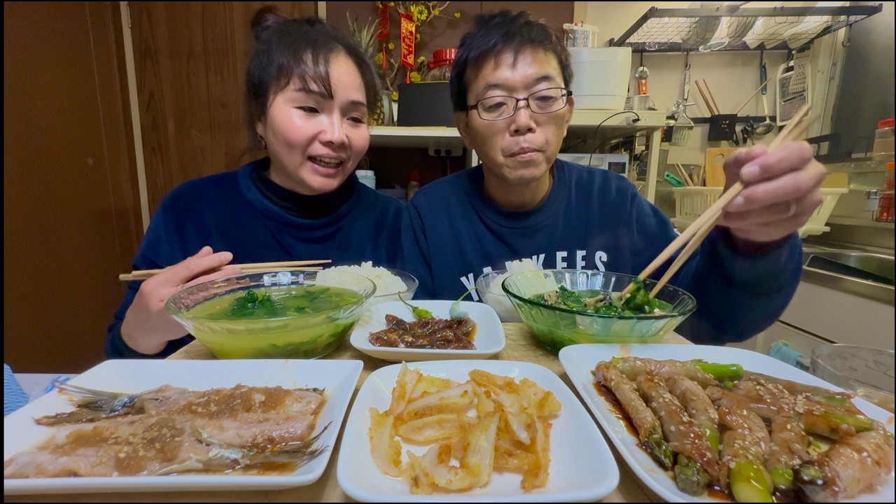 Bữa cơm gia đình của vợ chồng việt nhật.hạnh phúc đơn giản chỉ vậy thôi ạ