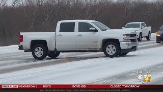 Drivers slip and slide on the roads in Denton